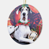 Kerstmis - Harlequin Great Dane - Baron Keramisch Ornament (Links)