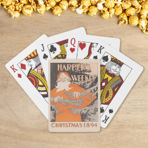 Kerstmis Harper's Weekly 1894 uit het verleden Pokerkaarten