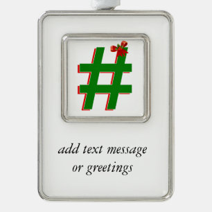 #Kerstmis #HASHTAG - Het symbool van het Label van Verzilverd Omlijst Ornament