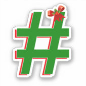 Kerstmis Hashtag Symbool Sticker (Voorkant)