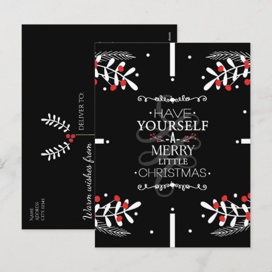 Kerstmis heb je zelf... Red Berries Holiday Feestdagenkaart (Voorkant / Achterkant)