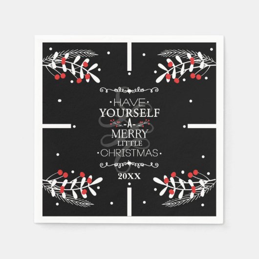 Kerstmis heb je zelf... Red Berries Holiday Servetten (Voorkant)