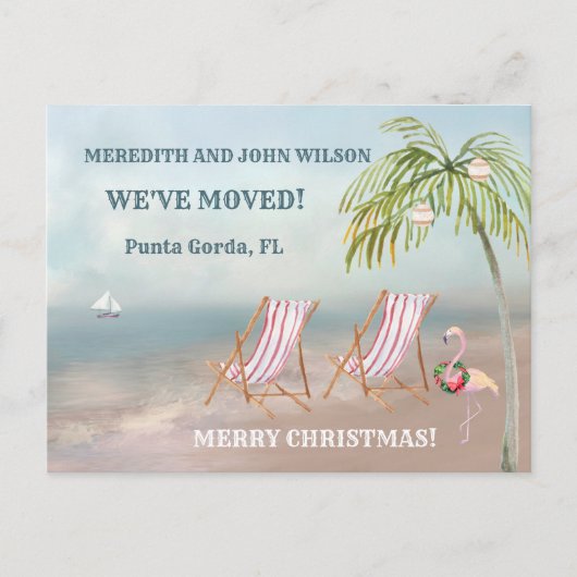 Kerstmis hebben we Waterverf Beach Moving Aankondigingskaart (Voorkant)