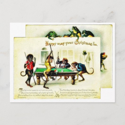 Kerstmis heeft apen spelend golf, kikker het feestdagenkaart (Voorkant)
