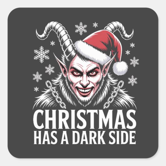 Kerstmis heeft een donkere kant vierkante sticker (Voorkant)