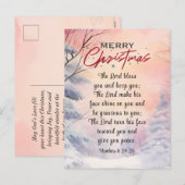Kerstmis Heer zegene u Bijbel Verse Winter Scène Feestdagenkaart (Voorkant / Achterkant)