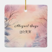 Kerstmis Heer zegene u Bijbel Verse Winter Scène Keramisch Ornament (Achterkant)