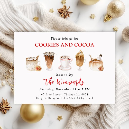 Kerstmis Heet Cacao en Koekjes Feest Kaart