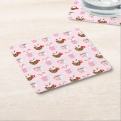 Kerstmis Heet Cacao Patroon Kartonnen Onderzetters (Schuin)