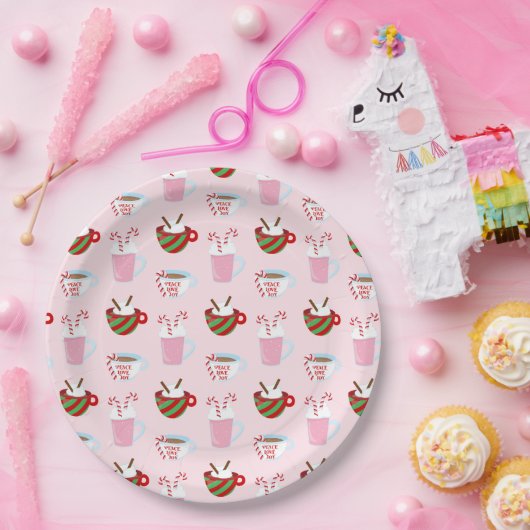 Kerstmis Heet Cacao Patroon Papieren Bordje (Feest)
