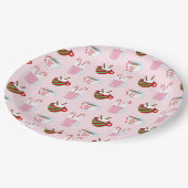 Kerstmis Heet Cacao Patroon Papieren Bordje (Gekanteld)