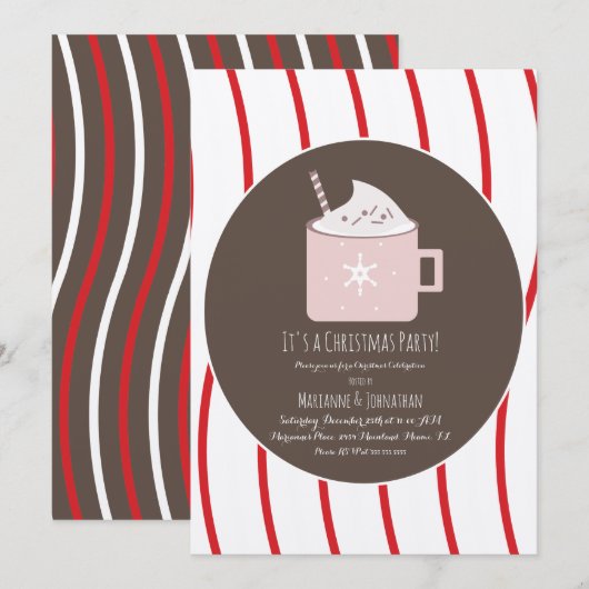 Kerstmis Heet Cacaofeestje Candy Cane Kraft Kaart (Voorkant / Achterkant)