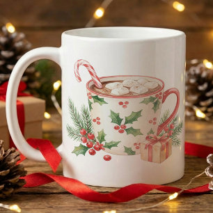 Kerstmis Heet Chocolade Pepermunt Waterverf Snoep Koffiemok