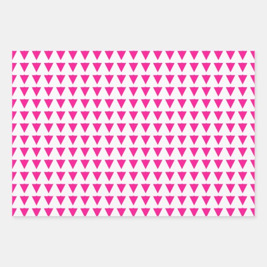 Kerstmis Heet Roze en Groene Driehoek Patroon Inpakpapier Vel (Voorkant 3)
