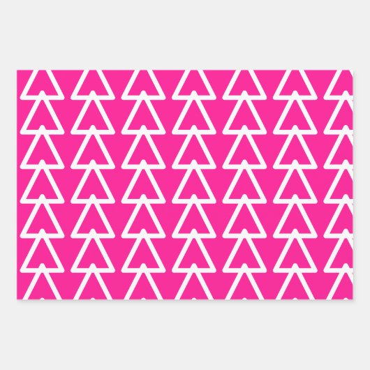 Kerstmis Heet Roze en Groene Driehoek Patroon Inpakpapier Vel (Voorkant)