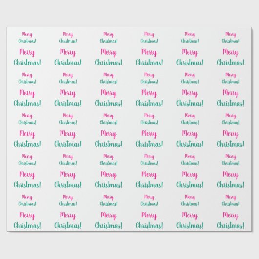 Kerstmis Heet Roze Groen Vrolijk Kerstfeest Cadeaupapier (Vlak)