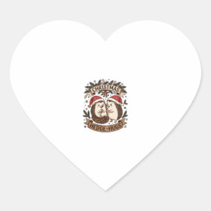 Kerstmis Heg Hugs Egels Kerstmannenhoeden Sneeuwvl Hart Sticker