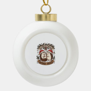 Kerstmis Heg Hugs Egels Kerstmannenhoeden Sneeuwvl Keramische Bal Ornament