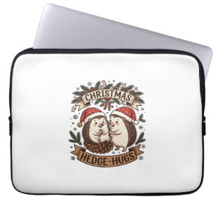 Kerstmis Heg Hugs Egels Kerstmannenhoeden Sneeuwvl Laptop Sleeve