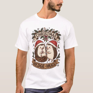 Kerstmis heg omhelzingen egels kerstmannen mutsen  t-shirt