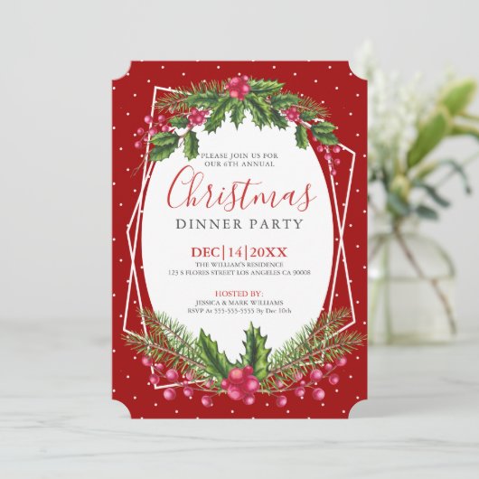 Kerstmis, heilige bouquet-diner kaart (Staand voorkant)