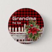 Kerstmis hek buffel geruit oma-in-spe ronde button 5,7 cm (Voorkant)
