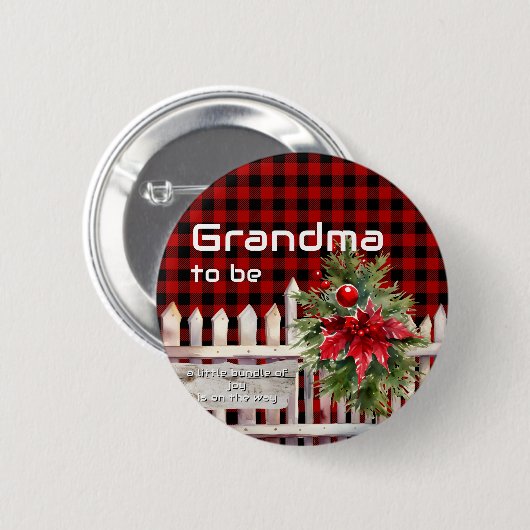 Kerstmis hek buffel geruit oma-in-spe ronde button 5,7 cm (Voorkant /achterkant)