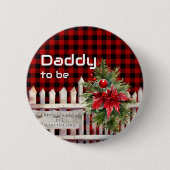 Kerstmis hek buffel geruit papa-in-spe ronde button 5,7 cm (Voorkant)