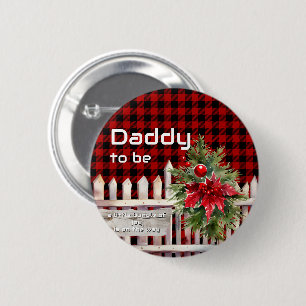 Kerstmis hek buffel geruit papa-in-spe ronde button 5,7 cm
