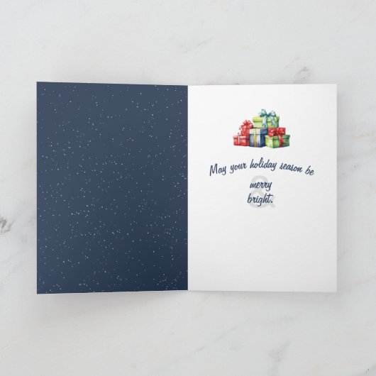 Kerstmis hek met Santa en rendieren op de maan Feestdagen Kaart (Binnen)