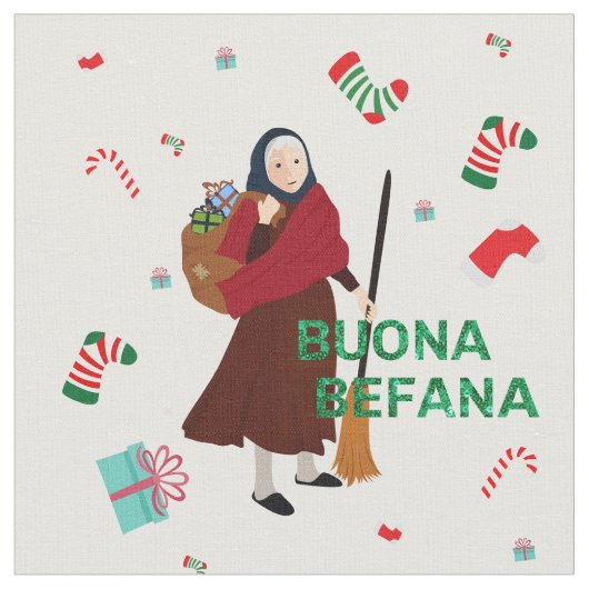 Kerstmis Heks buona Befana stof (Close Up)