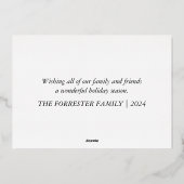 Kerstmis & Helder Drie Foto Rood en Goud Folie Feestdagenkaart (Achterkant)