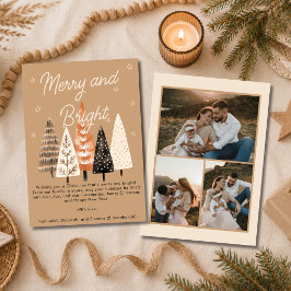Kerstmis & Helder Eenvoudige Bruine Multi-Foto Ker Feestdagenkaart