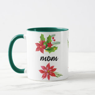 Kerstmis Helder Holly Zwarte Letter Moeder Groene Mok