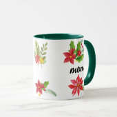Kerstmis Helder Holly Zwarte Letter Moeder Groene Mok (Voorkant rechts)