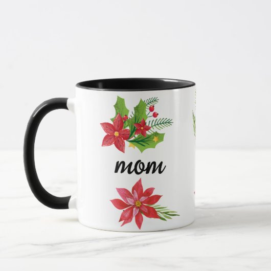 Kerstmis Helder Hulst Zwarte Script Moeder Zwarte Mok (Links)
