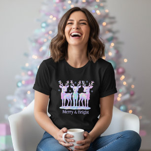 Kerstmis & Helder Mooie Iridiserende Rendier Kerst Tri-Blend Shirt