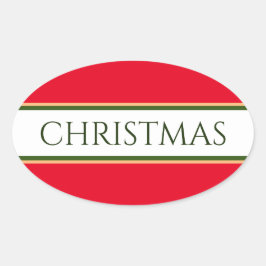 KERSTMIS Helder Rood Groen Wit Racing Stripes Ovale Sticker