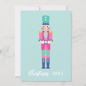 KERSTMIS HELDER ROZE NOTENKRAKER FEESTVAKANTIE KAART (Achterkant)