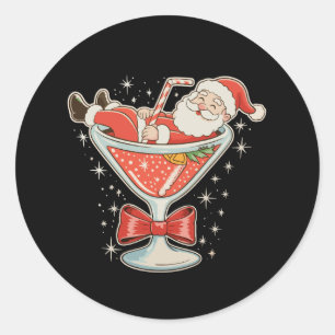 Kerstmis Hele Chaos Martini Glas Kerst Xmas Ronde Sticker