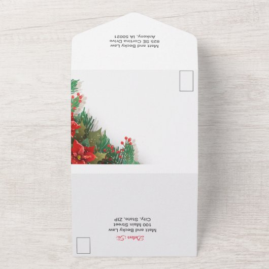 Kerstmis helemaal in één bruiloft all in one uitnodiging (Buitenkant)