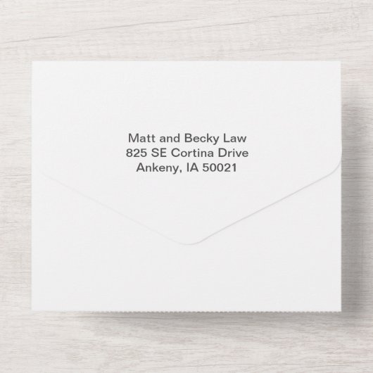 Kerstmis helemaal in één bruiloft all in one uitnodiging (Achterkant)