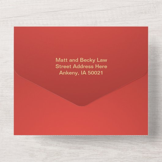 Kerstmis helemaal in één bruiloft all in one uitnodiging (Achterkant)