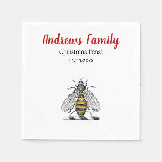 Kerstmis Heraldic  Bee Emblem C Servetten (Voorkant)