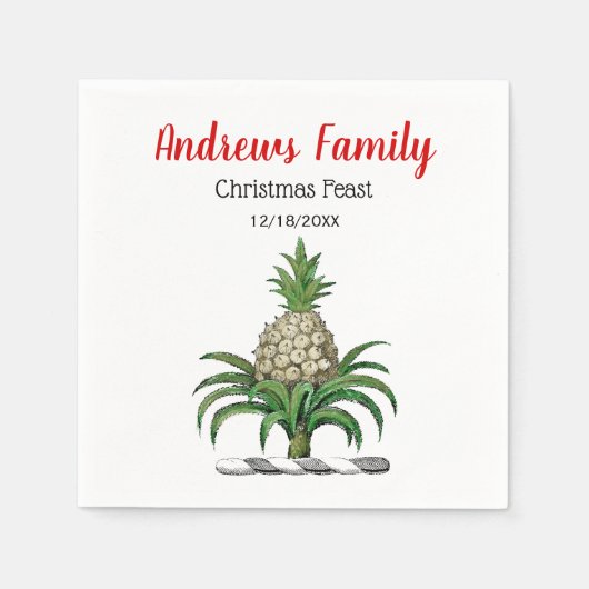 Kerstmis Heraldic Pineapple Crest Embleem Servet (Voorkant)