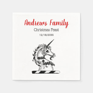 Kerstmis Heraldic Unicorn Head Embleem Crest Servetten