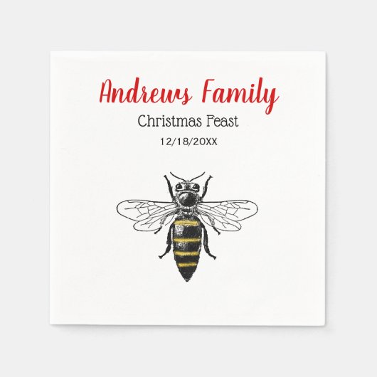 Kerstmis Heraldische  bijen #2 Kleur Servetten (Voorkant)