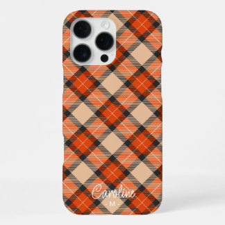 Kerstmis Herfst Pompoen Oranje Bruin Tartan Patroo iPhone 16 Pro Max Hoesje