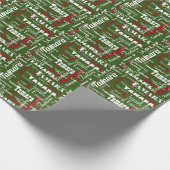 Kerstmis Herhalende naam Groen Rood Wit Gift Cadeaupapier (Hoek)