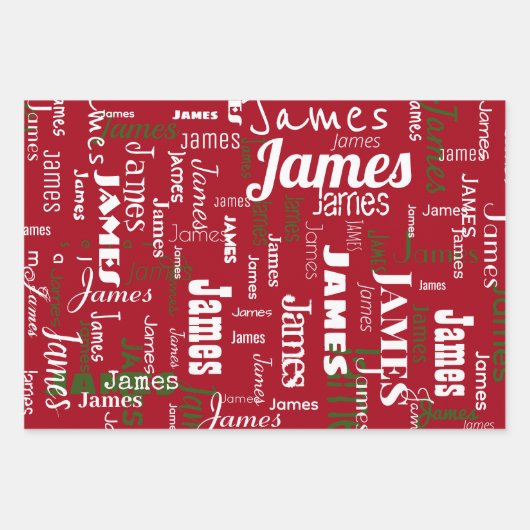 Kerstmis Herhalende naam Rood Wit Groen Gift Inpakpapier Vel (Voorkant 3)